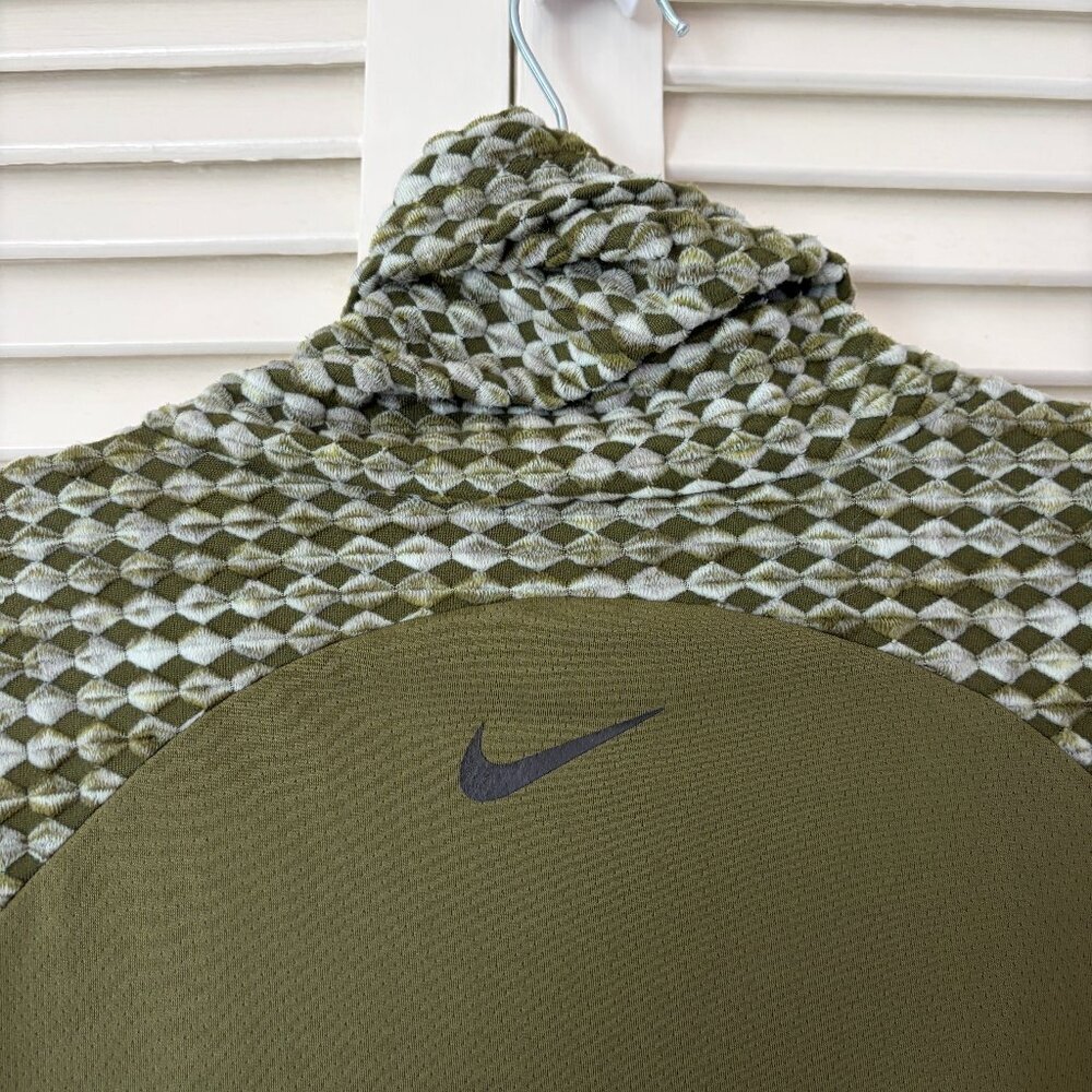 Nike Pro women's Hyperwarm olive green pullover turtleneck training top large - Picture 8 of 11